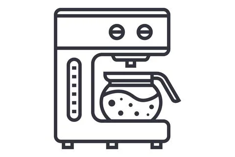 Black icon coffee maker prepared ready-made hot coffee in the morning. Stock Illustration