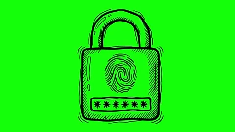 Black icon concept biometrics padlock password Stock Footage 340029466