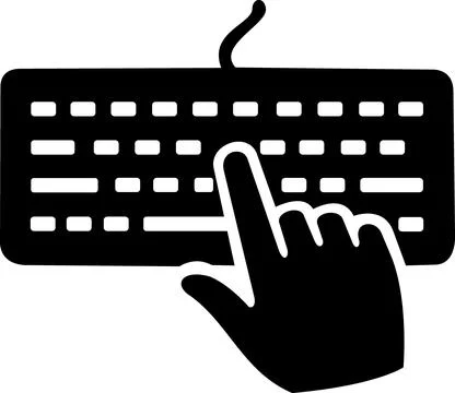 Black Icon Of Hand Typing On Keyboard Illustrazione stock