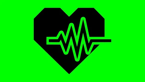 Black icon heart beat stamp animation Stock Footage 344565483