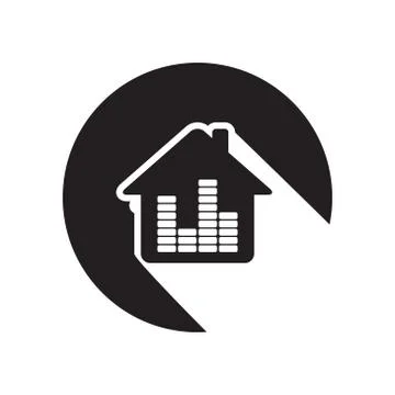 Black icon - house with equalizer Stock Illustration