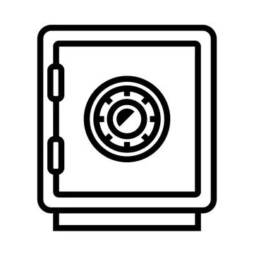 Black icon of iron safe for keeping money. Stock Illustration