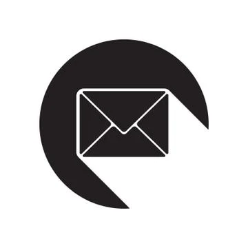 Black icon with mailing envelope and stylized shadow Stock Illustration