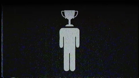 Black icon of a man with quickly changing various symbols instead of his head on Stock Footage 115906939