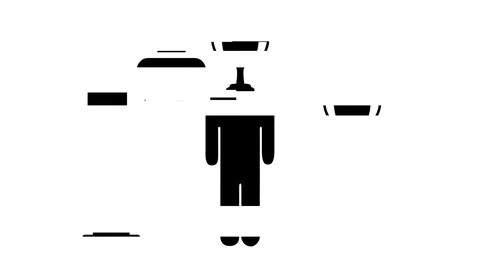 Black icon of a man with quickly changing various symbols instead of his head Stock Footage 115906954