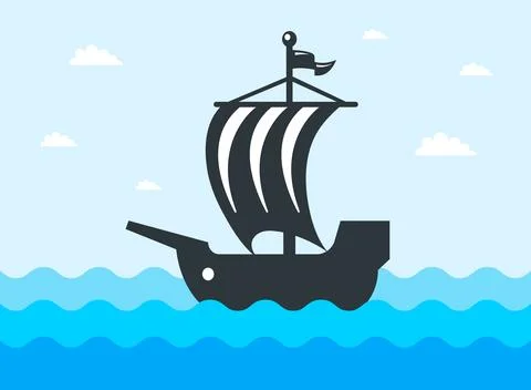 Black icon old ship. Stock Illustration