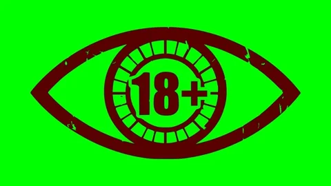 Black icon over 18 year red flash blink animation Stock Footage 346241566