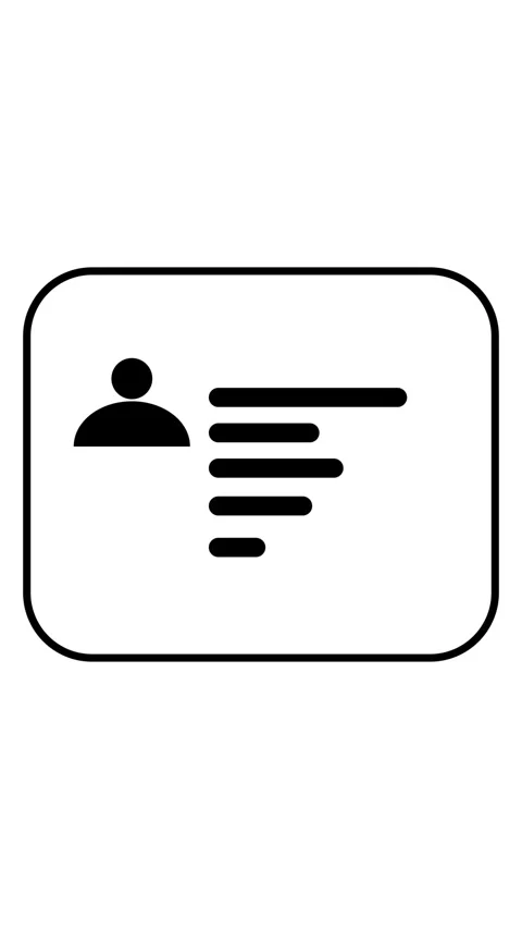 Black Icon of a Person and Text Lines on a Rounded Rectangle on a White Bac.. Stockbeeldmateriaal 337461996