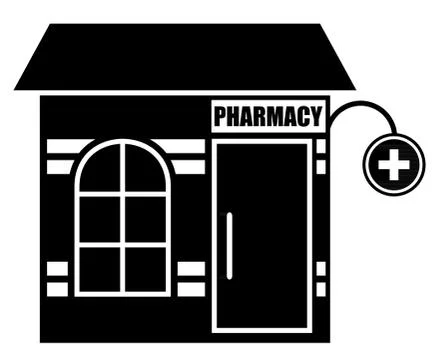Black icon of pharmacy Illustrazione stock