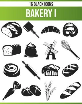 Black Icon Set Bakery イラスト素材