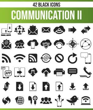Black Icon Set Communication Stock-Illustration