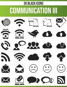 Black Icon Set Communication イラスト素材