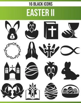 Black Icon Set Easter Illustrazione stock