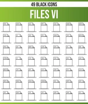 Black Icon Set File Stock Illustration