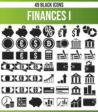Black Icon Set Finances Stock Illustration