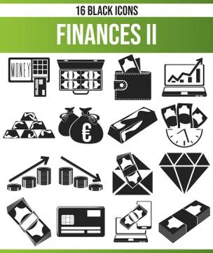 Black Icon Set Finances Stock Illustration
