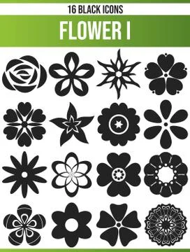 Black Icon Set Flower イラスト素材