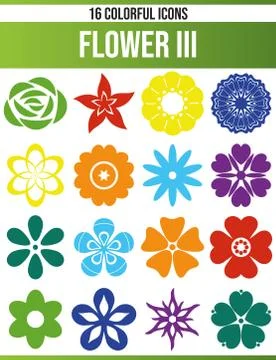 Black Icon Set Flower Illustrazione stock