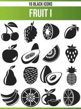 Black Icon Set  Fruit イラスト素材