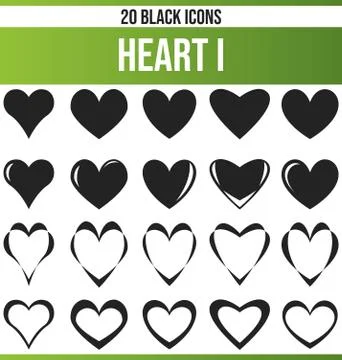 Black Icon Set Heart Stock Illustration