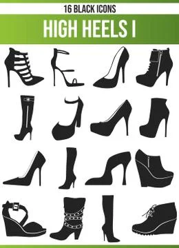 Black Icon Set High Heels Stock Illustration