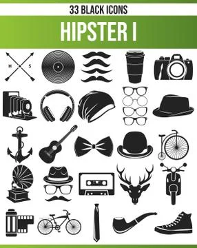 Black Icon Set Hipster Stock Illustration