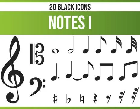 Black Icon Set Notes Stock Illustration