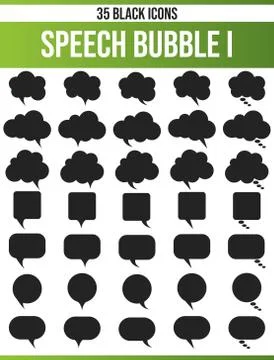 Black Icon Set Speech Bubble イラスト素材