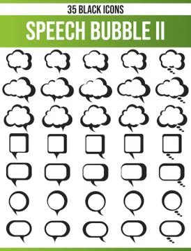 Black Icon Set Speech Bubble Illustrazione stock
