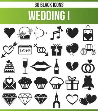 Black Icon Set Wedding Illustrazione stock