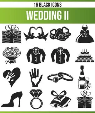 Black Icon Set Wedding Illustrazione stock