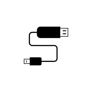 Black icon of sign socket, two connected wires with current. Vector illustration Stock Illustration