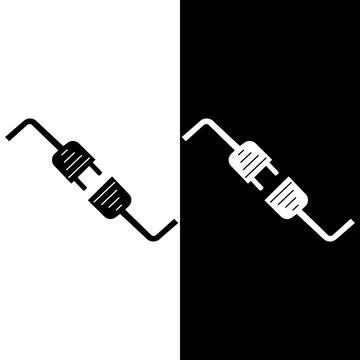 Black icon of sign socket, two connected wires with current. Vector illustration Stock Illustration