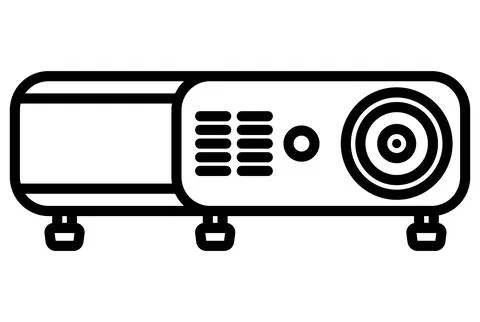 Black icon of a training projector for showing a movie. Stock Illustration
