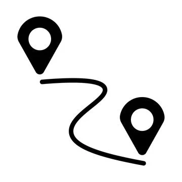 Black icon of two pointer with line shape for location tracker Stockillustratie