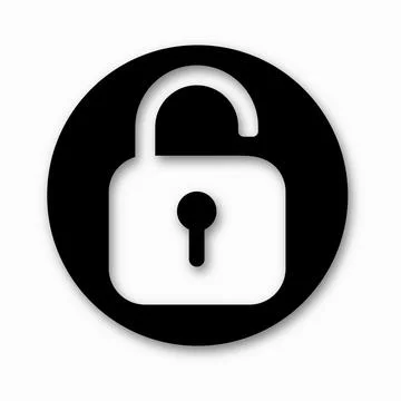 Black icon unlock padlock. Vector illustration with sign on a white backgroun Stock Illustration