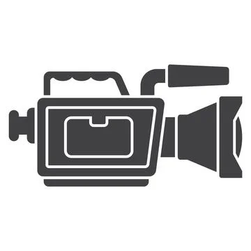 Black icon video camera from the 90s. Stock Illustration
