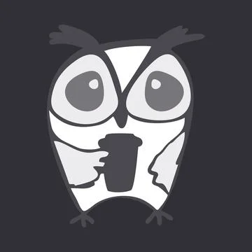 Black icon,owl with a mug Stock Illustration
