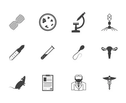 Black icons for genetics Stock Illustration
