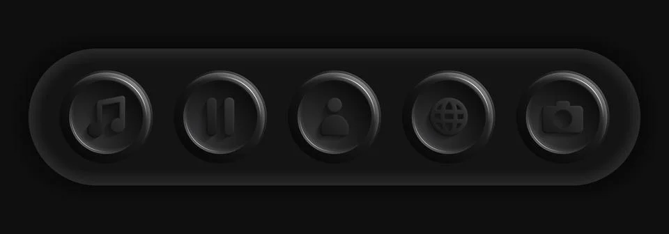Black Icons. Set of Different Ui Buttons Stock Illustration