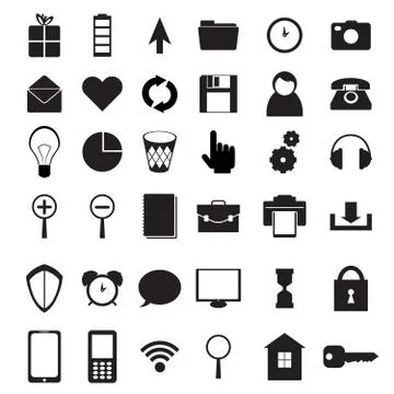 Black icons set Illustrazione stock