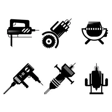 Black icons vector collection of construction equipment Set of black silho... Fotos de archivo