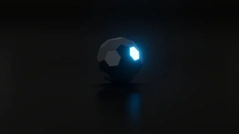 Black icosphere with blue glowing face Stock Illustration