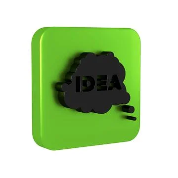 Black Idea, speech bubble icon isolated on transparent background. Message .. Stock Illustration