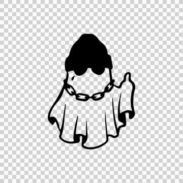 Black illustration art cute ghost character design Stock Illustration