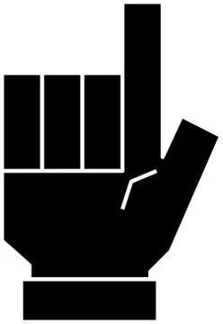 Black Illustration of a cute Squared hand sign Ilustración de archivo