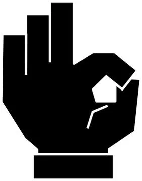 Black Illustration of a cute Squared hand sign Ilustración de archivo