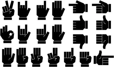Black Illustration of a cute Squared hand sign set Ilustración de archivo