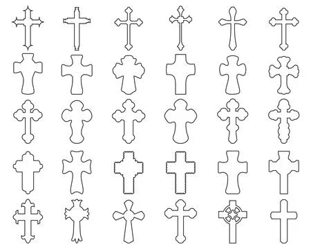 Black illustrations of different crosses Stock Illustration