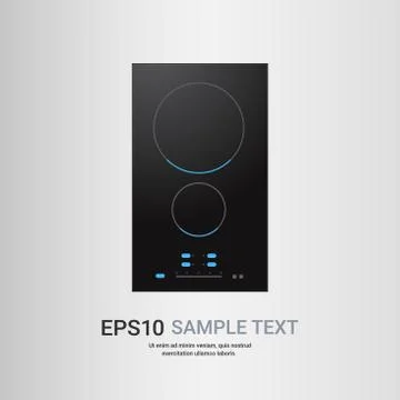 Black inductive hob with ceramic surface top view of electric stove home Stock Illustration